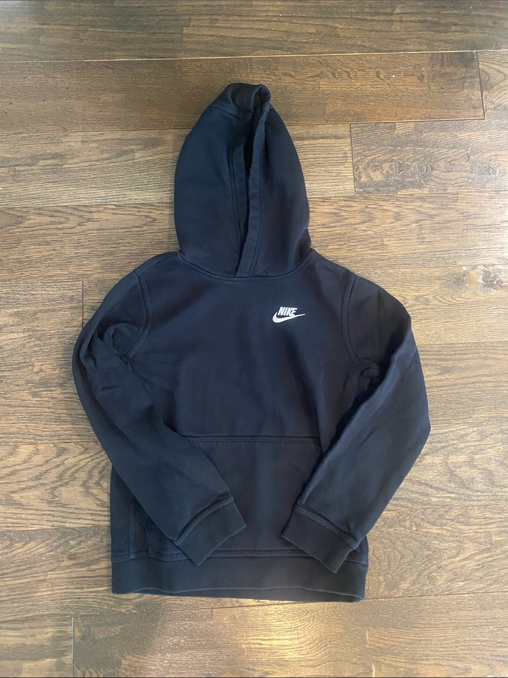 Nike Kids Black Pullover Hoodie with White Swoosh